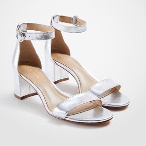 Ann Taylor Nicole Silver Metallic Block Sandals